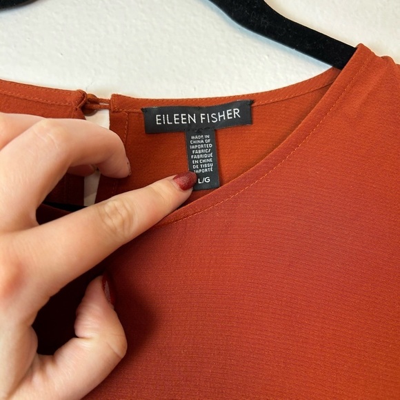Eileen Fisher Swing Shift Dress Rust Orange Tencel Blend Size Large - Picture 3 of 5